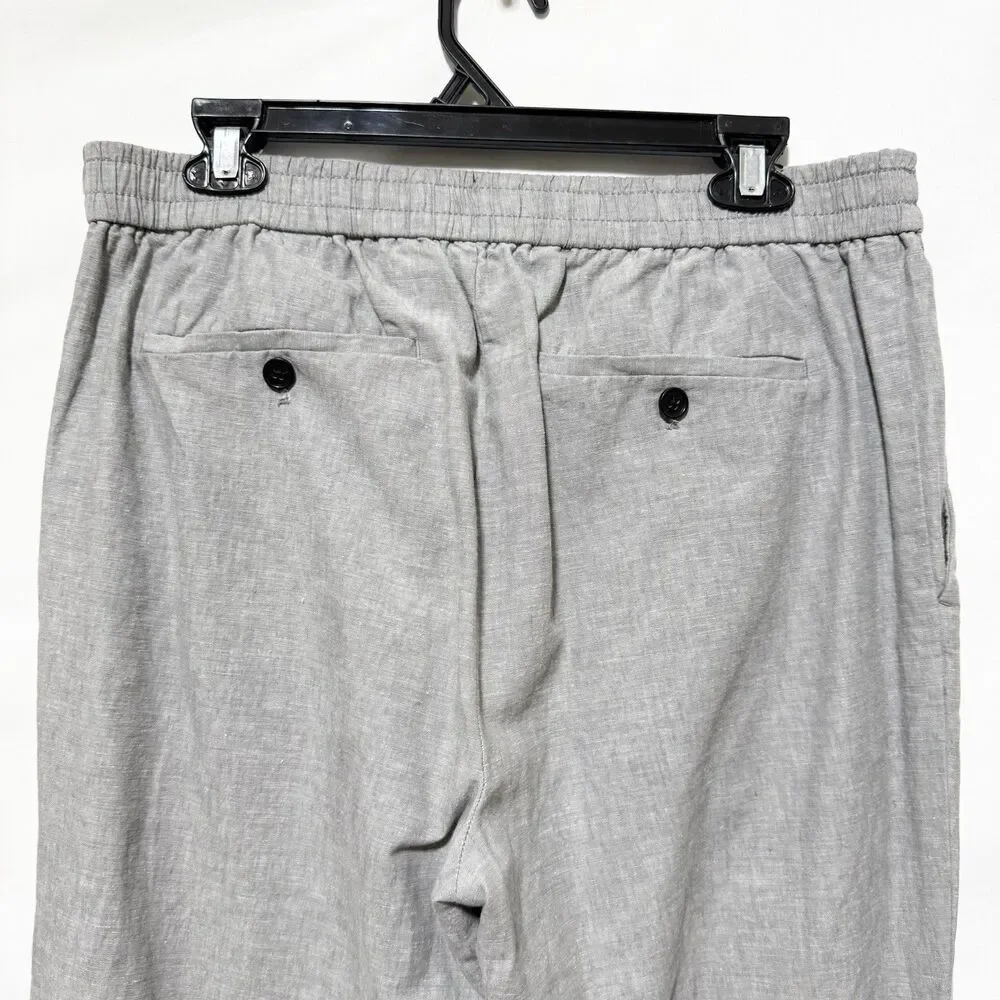 Banana Republic Mens 32S Gray Slim Fit Linen Cotton Drawstring Pants